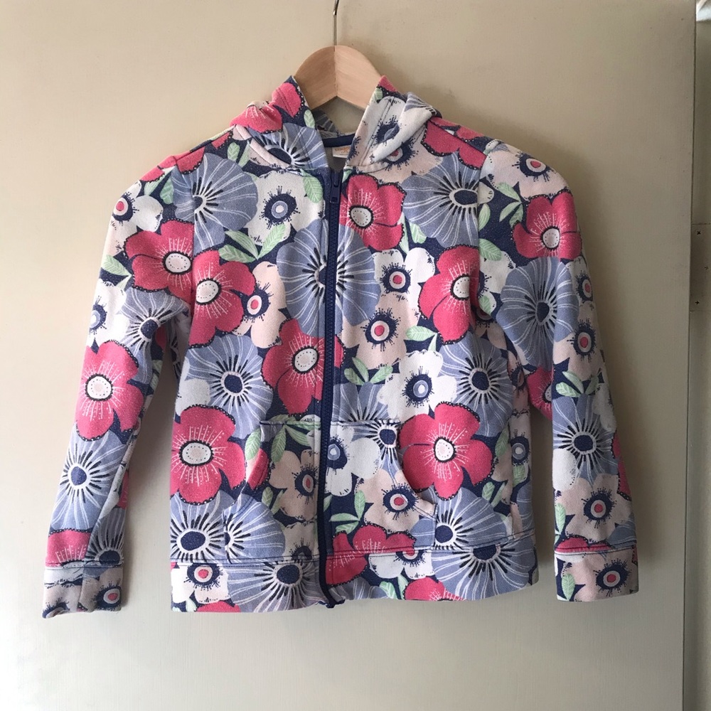 🍍Gymboree flower zippered sweatshirt with hoodie